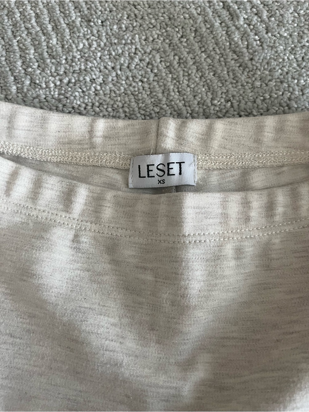 LESET Light Beige High-Rise Stretch Shorts - Picture 2 of 3